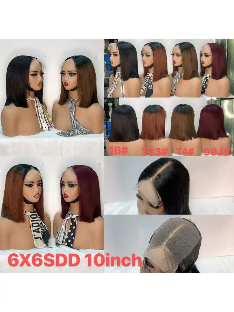 6x6 Lace Closure Super Double Drawn (SDD) Straight Bob Wig - 10 Inch 100% Virgin Hair