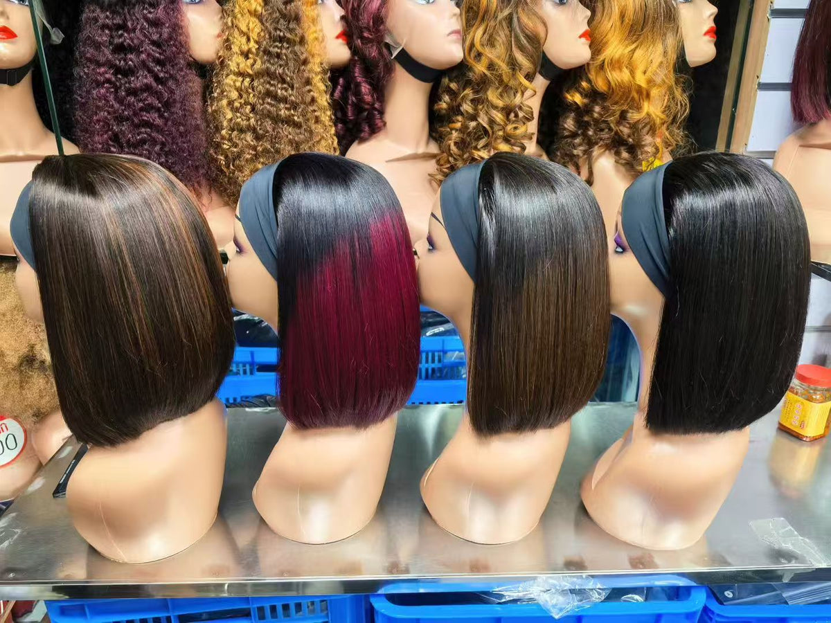 Super Double Drawn (SDD) Silk Headband Straight Bob Wig - 100% Virgin Hair