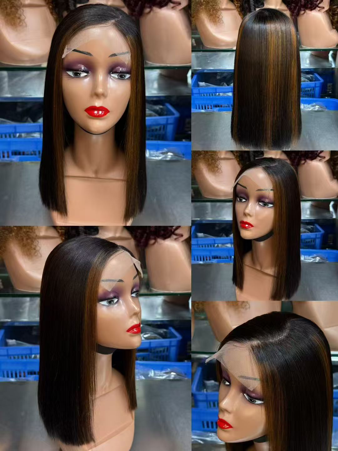 5x5 Glueless Lace Closure Short Bob Wig 100% Virgin Human Hair