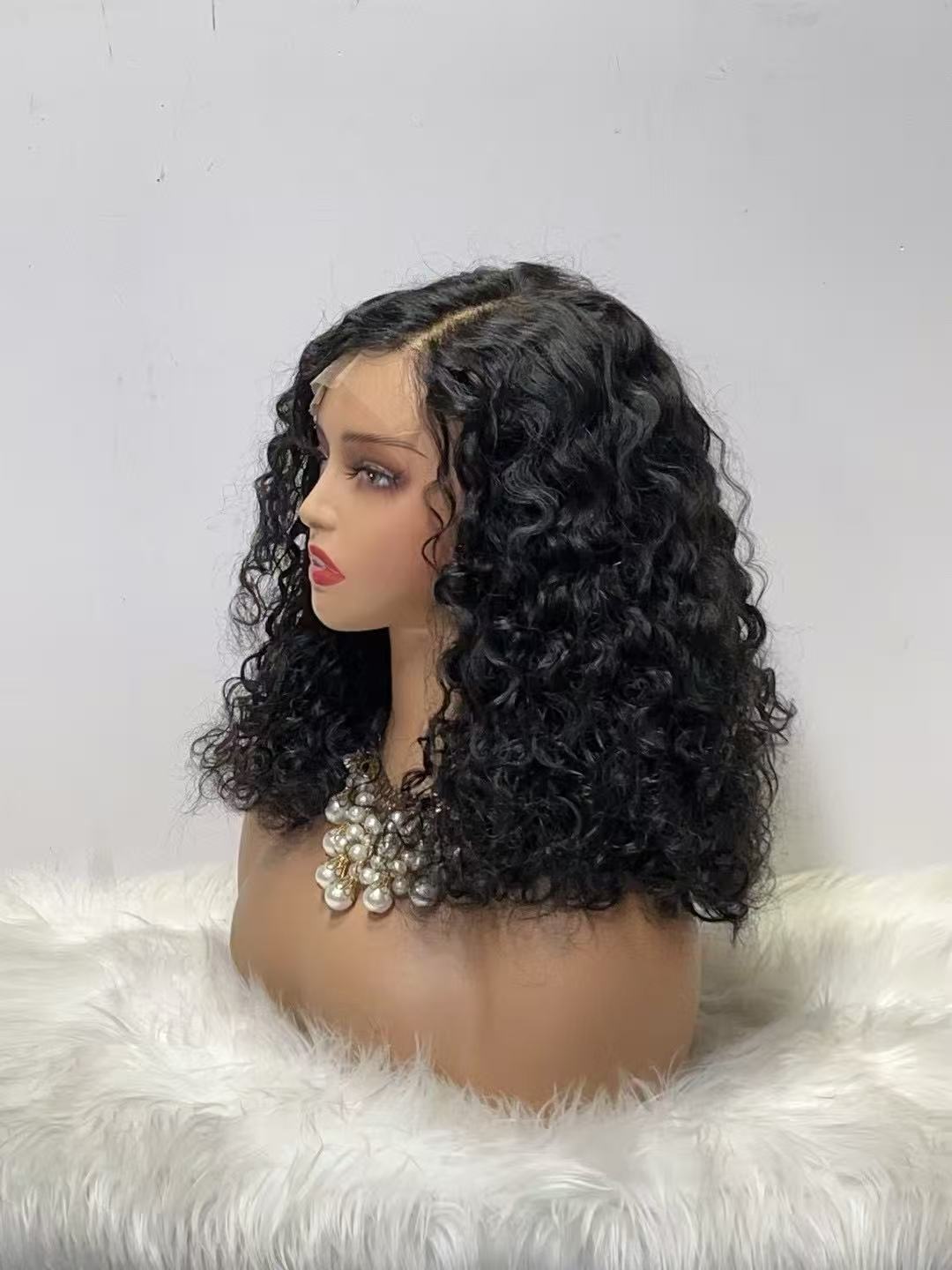 5x5 Lace Closure Roman Curl Wig - 100% Virgin Human Hair Bouncy Deep Wave (#088 Highlight & Natural Black)