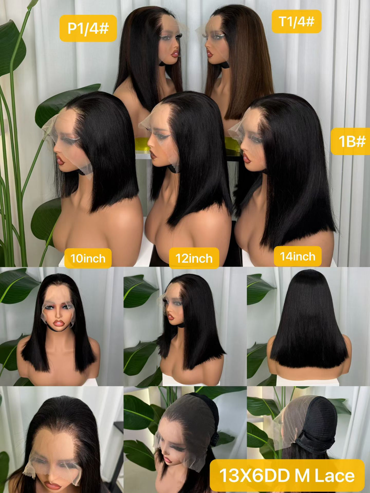 13x6 M Lagos Frontal Straight Bob Wig - Double Drawn 100% Virgin Remy Human Hair