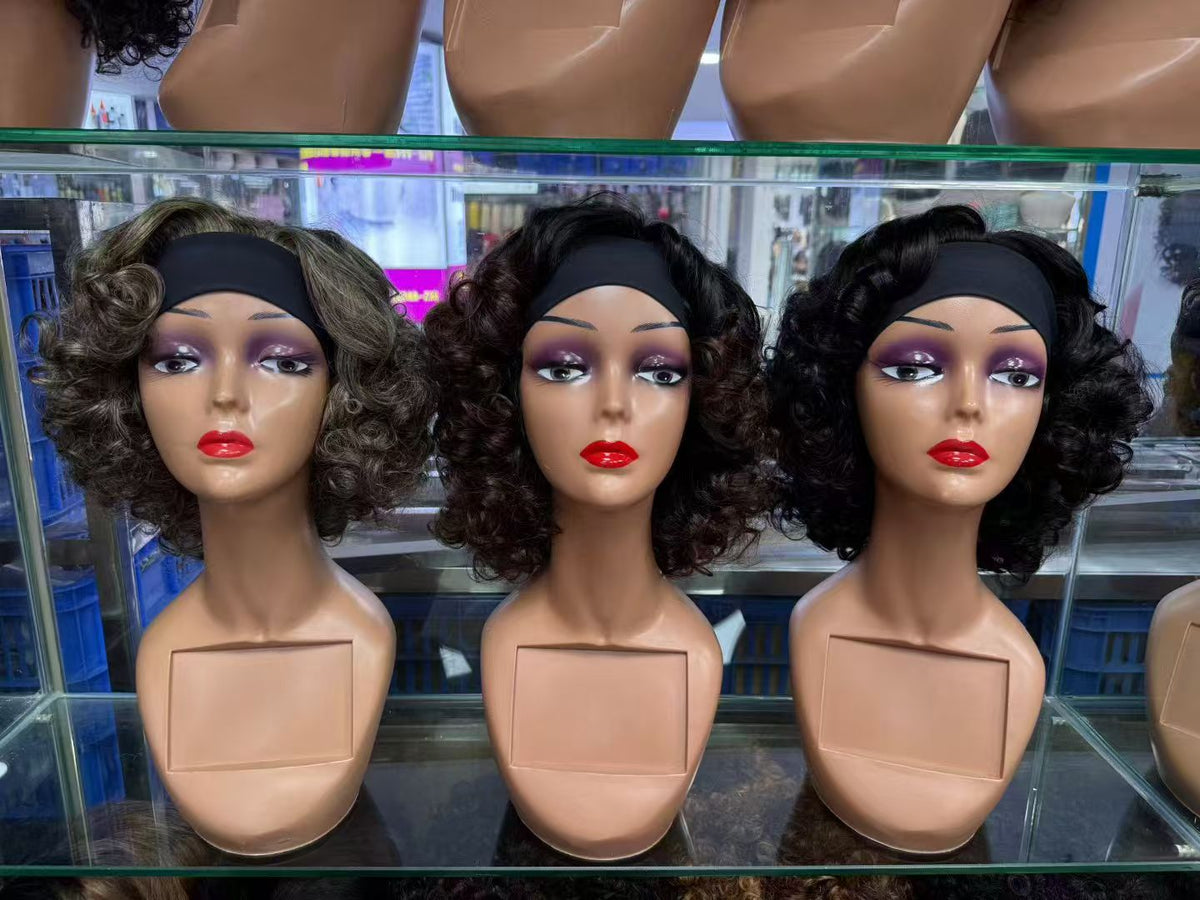 Silk Headband Curly Wig - 100% Virgin Human Hair