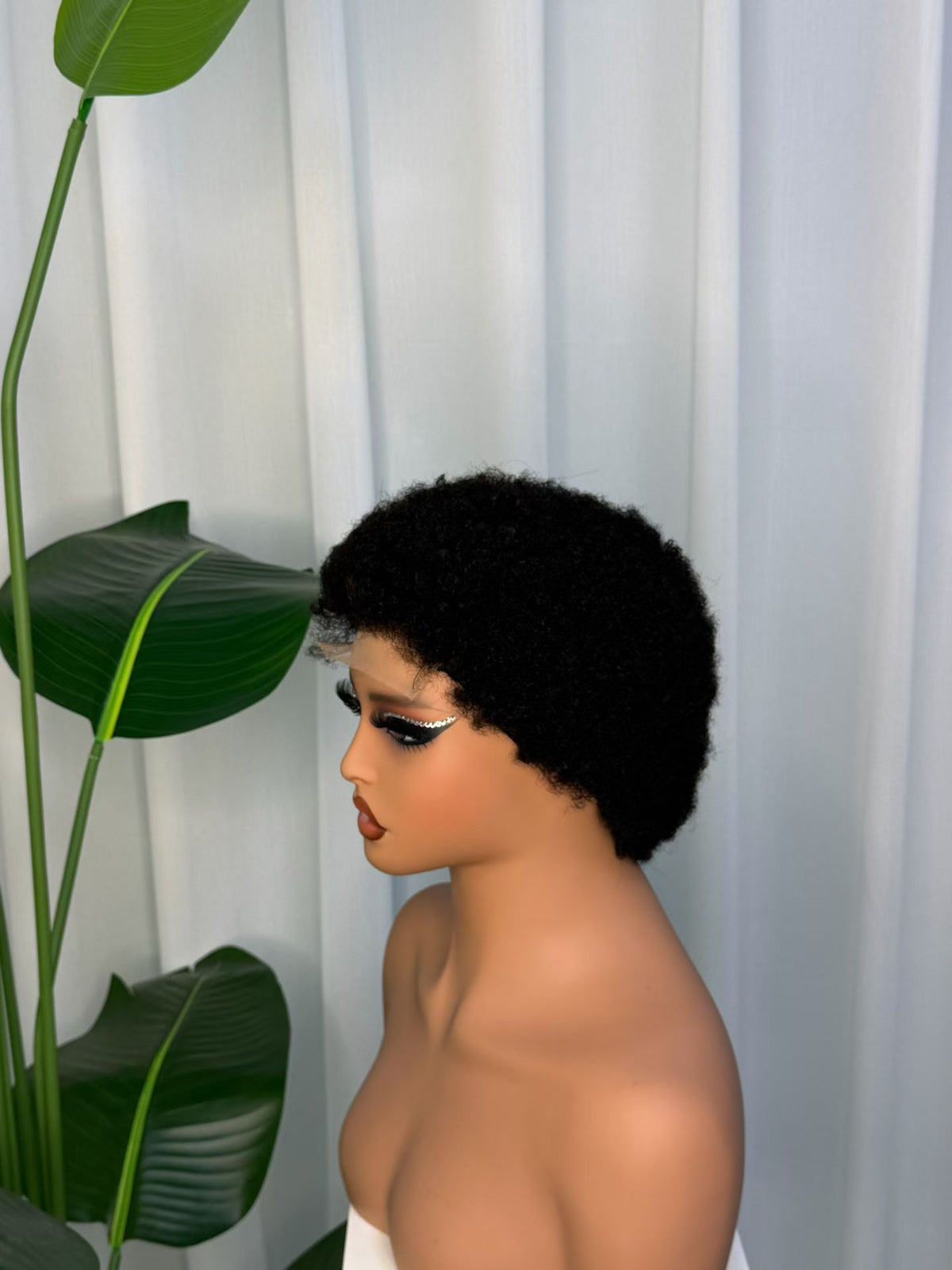 100% Human Hair Short Afro Kinky Curly 4x4 Lace Closure Wig - 905 Afro