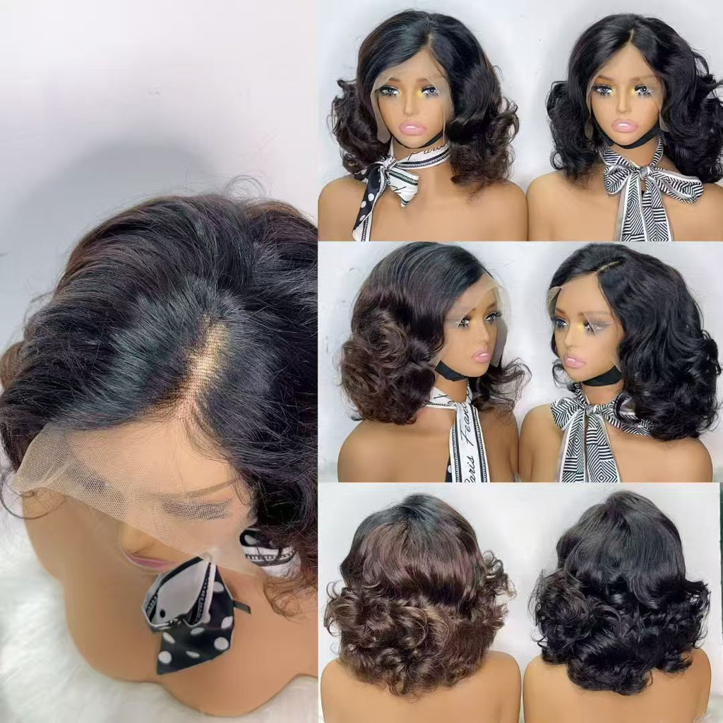 13x4 Lace Frontal 3C Bouncy Curl Bob Wig - 250g Heavy Density 100% Virgin Hair