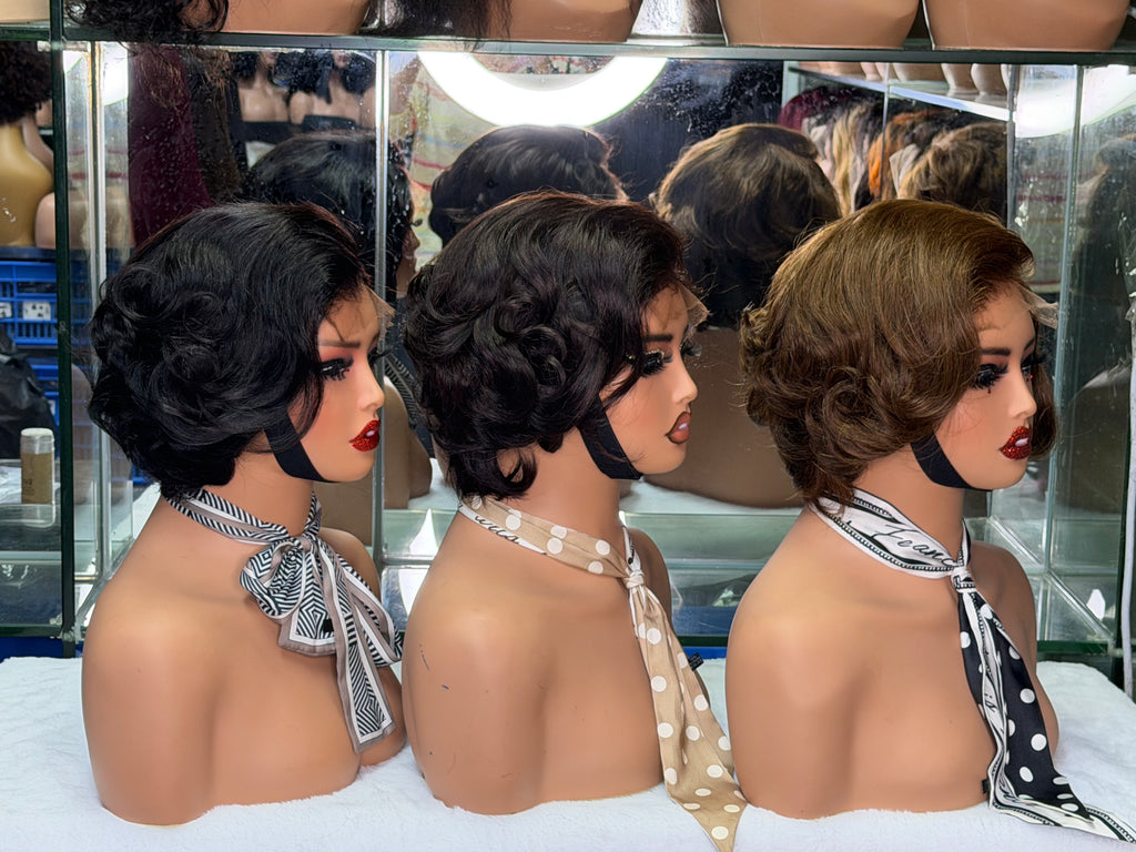100% Virgin Remy Human Hair 5x5 HD Lace Short Pixie Bob Wig