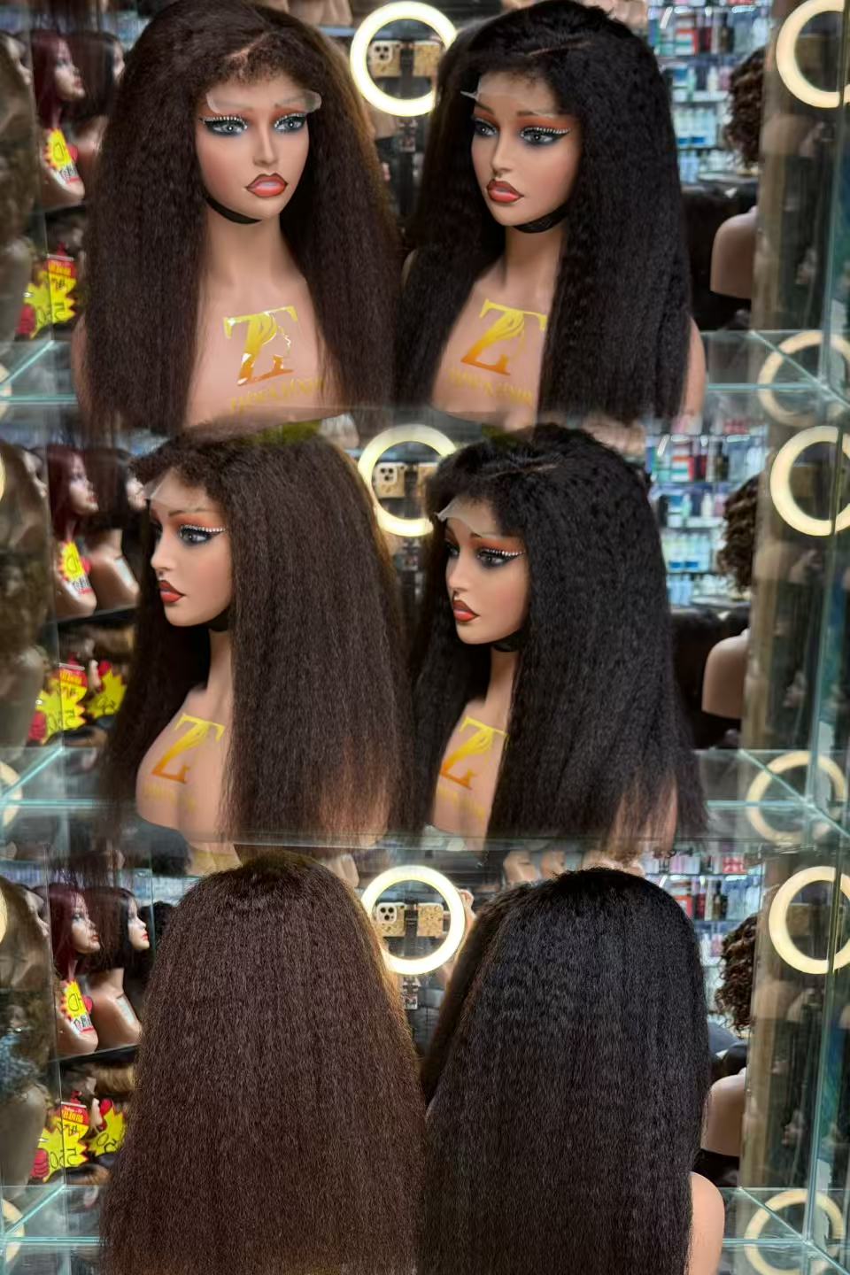 5x5 Lace Closure Kinky Straight Human Hair Wig - 100% Virgin Hair