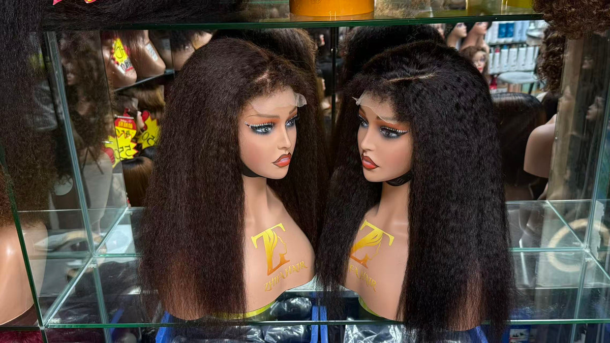 5x5 Lace Closure Kinky Straight Human Hair Wig - 100% Virgin Hair