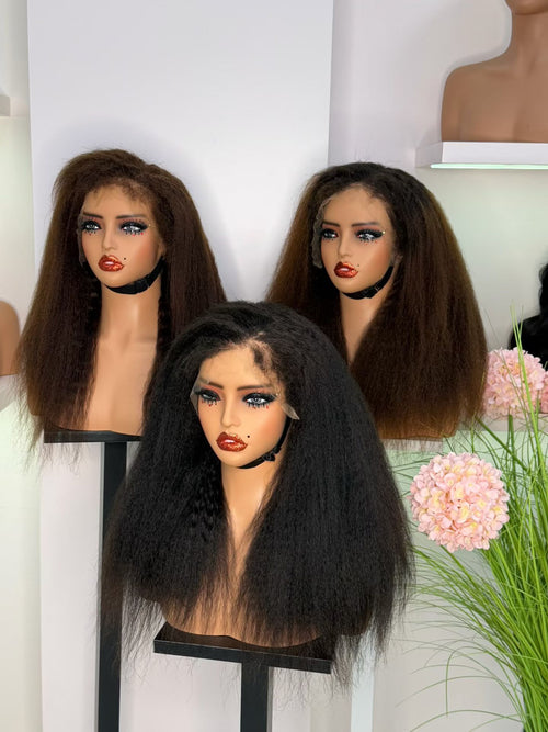 13x4 HD Lace Frontal Kinky Straight Wig - 100% Virgin Remy Human Hair