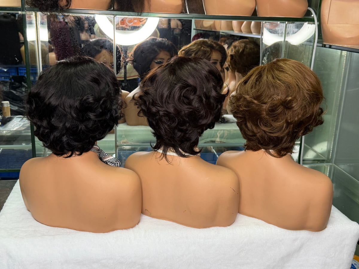 100% Virgin Remy Human Hair 5x5 HD Lace Short Pixie Bob Wig