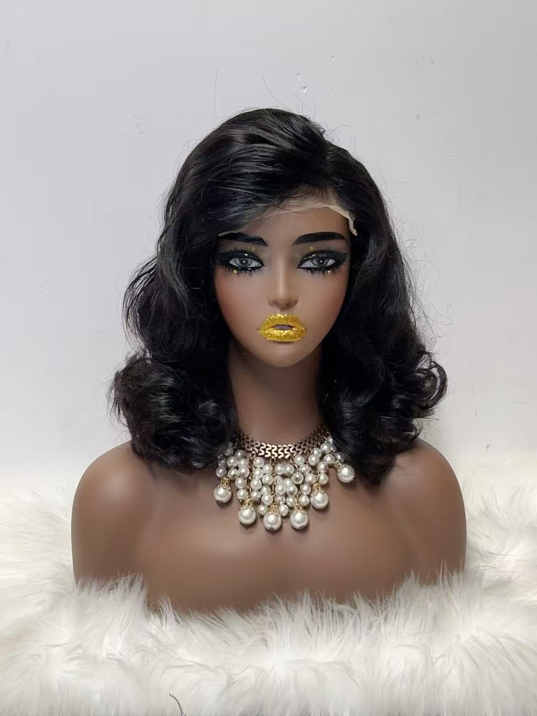 5x5 Lace Closure Hand-Curled Bouncy Wave Wig - Heavy Density 100% Virgin Hair