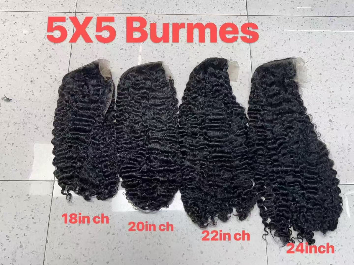 5x5 Lace Closure Burmese Curly Human Hair Wig - 100% Virgin Hair