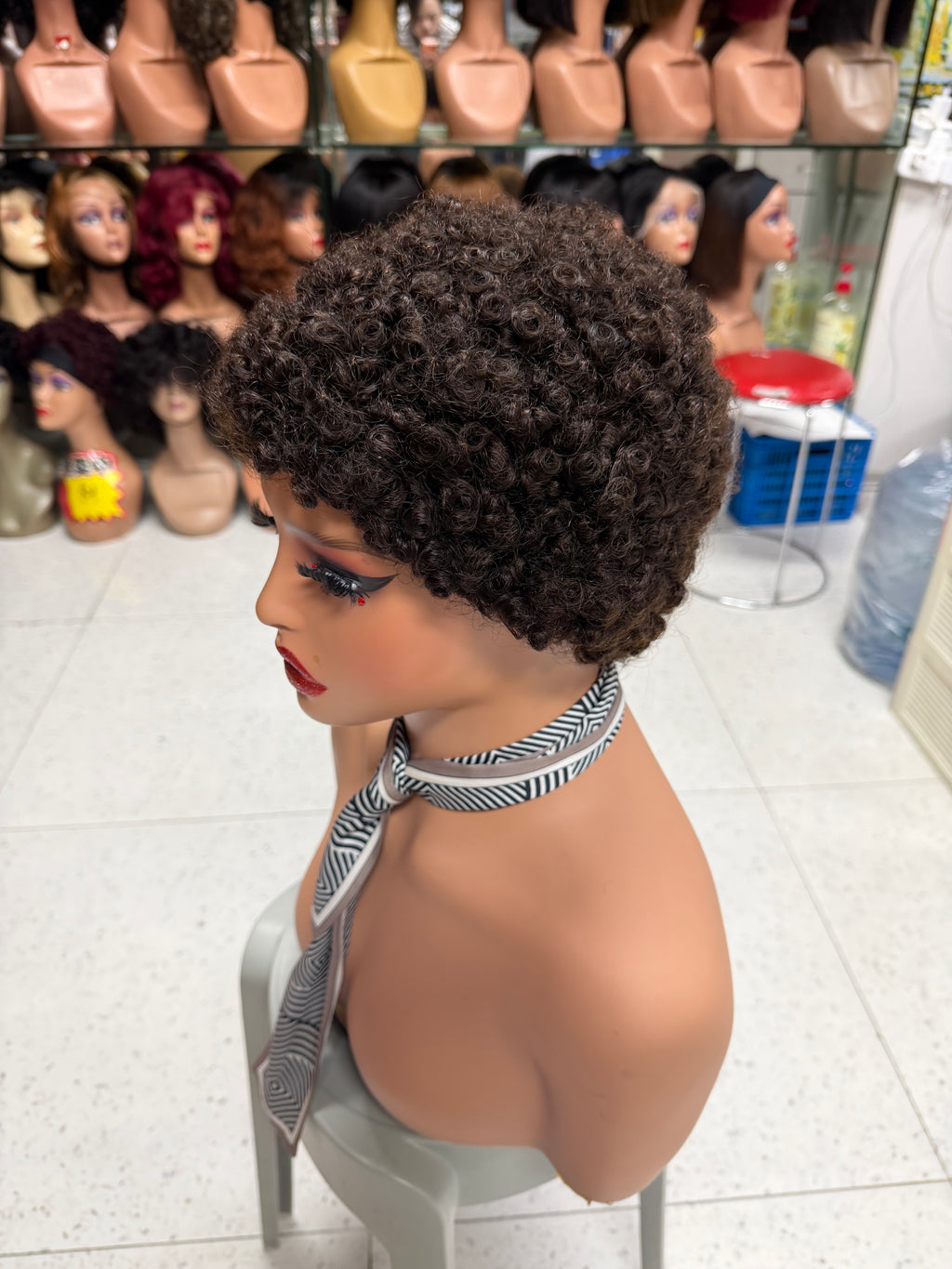 High Density Short Curly Pixie Cut Wig - 125g 100% Virgin Remy Human Hair (Lamb Wool Curls)