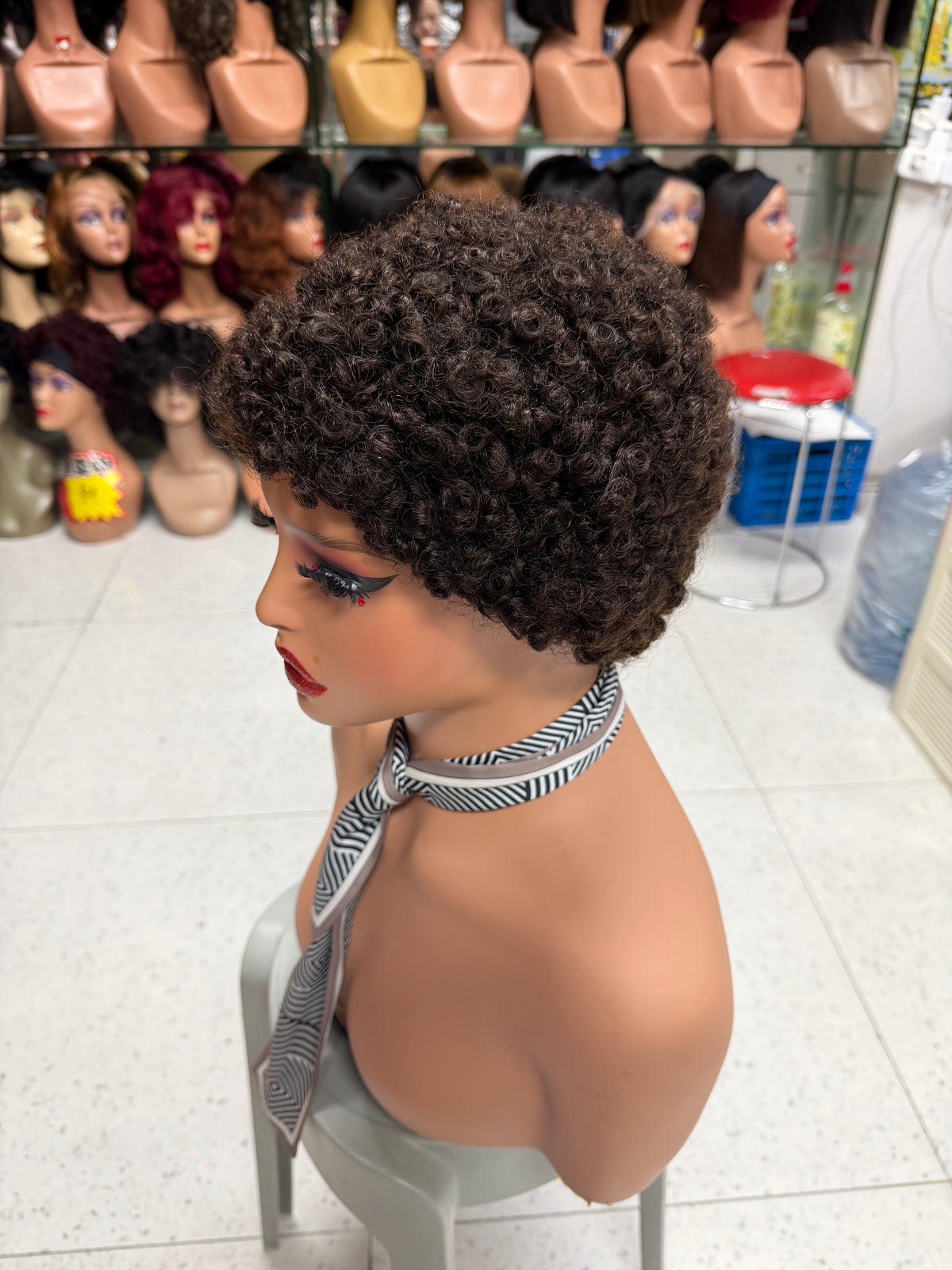 High Density Short Curly Pixie Cut Wig - 125g 100% Virgin Remy Human Hair (Lamb Wool Curls)