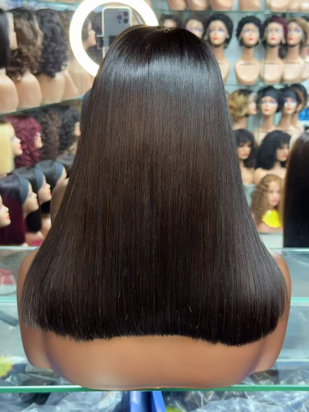 2x6 Lace Closure Super Double Drawn Blunt Cut Bob 100% Human Hair Wig
