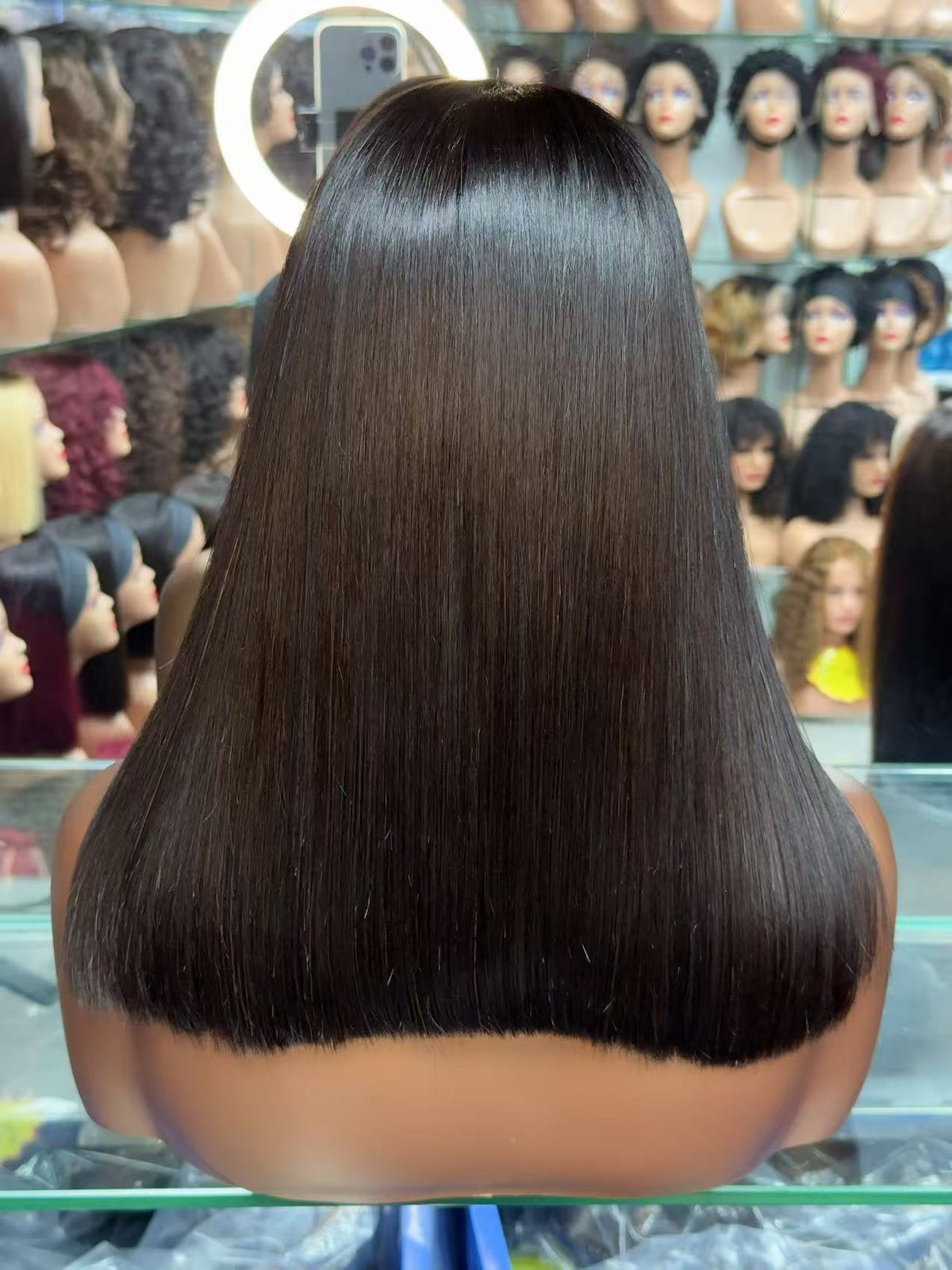2x6 Lace Closure Super Double Drawn Blunt Cut Bob 100% Human Hair Wig