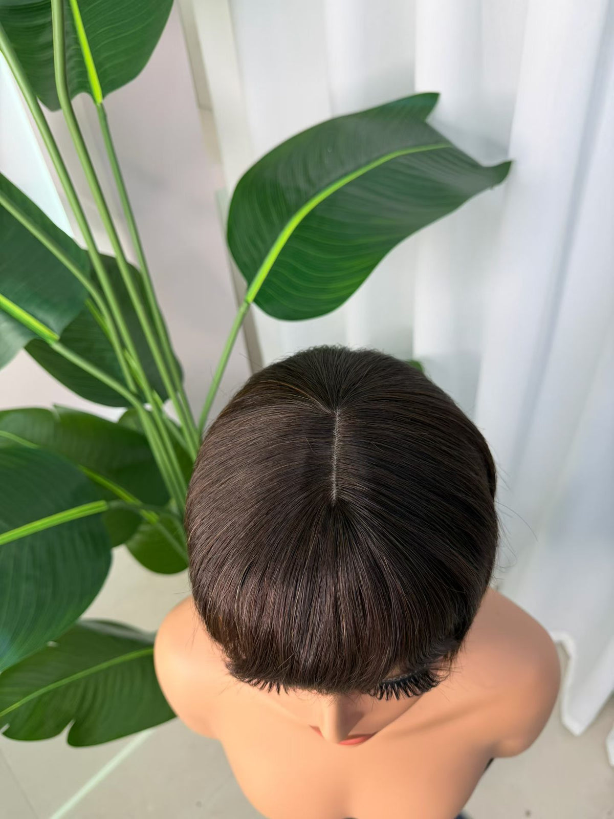 Short Human Hair Wig with Bangs, 100% Human Hair Wig