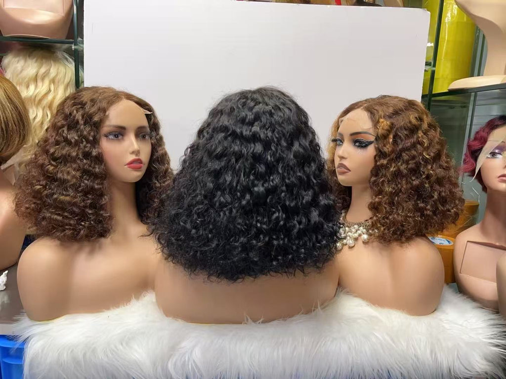 4x4 Lace Closure Short Curly Bob Wig - 255g Heavy Density 100% Virgin Human Hair