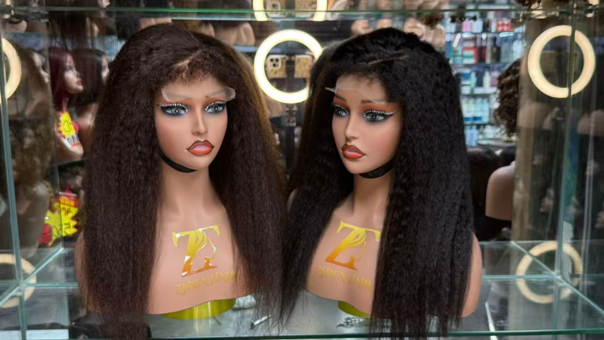 5x5 Lace Closure Kinky Straight Human Hair Wig - 100% Virgin Hair