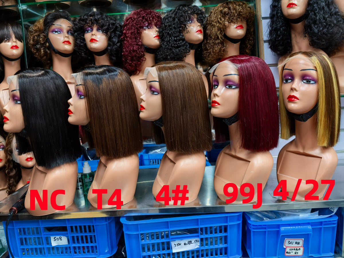 5x5 Glueless Lace Closure Short Bob Wig 100% Virgin Human Hair