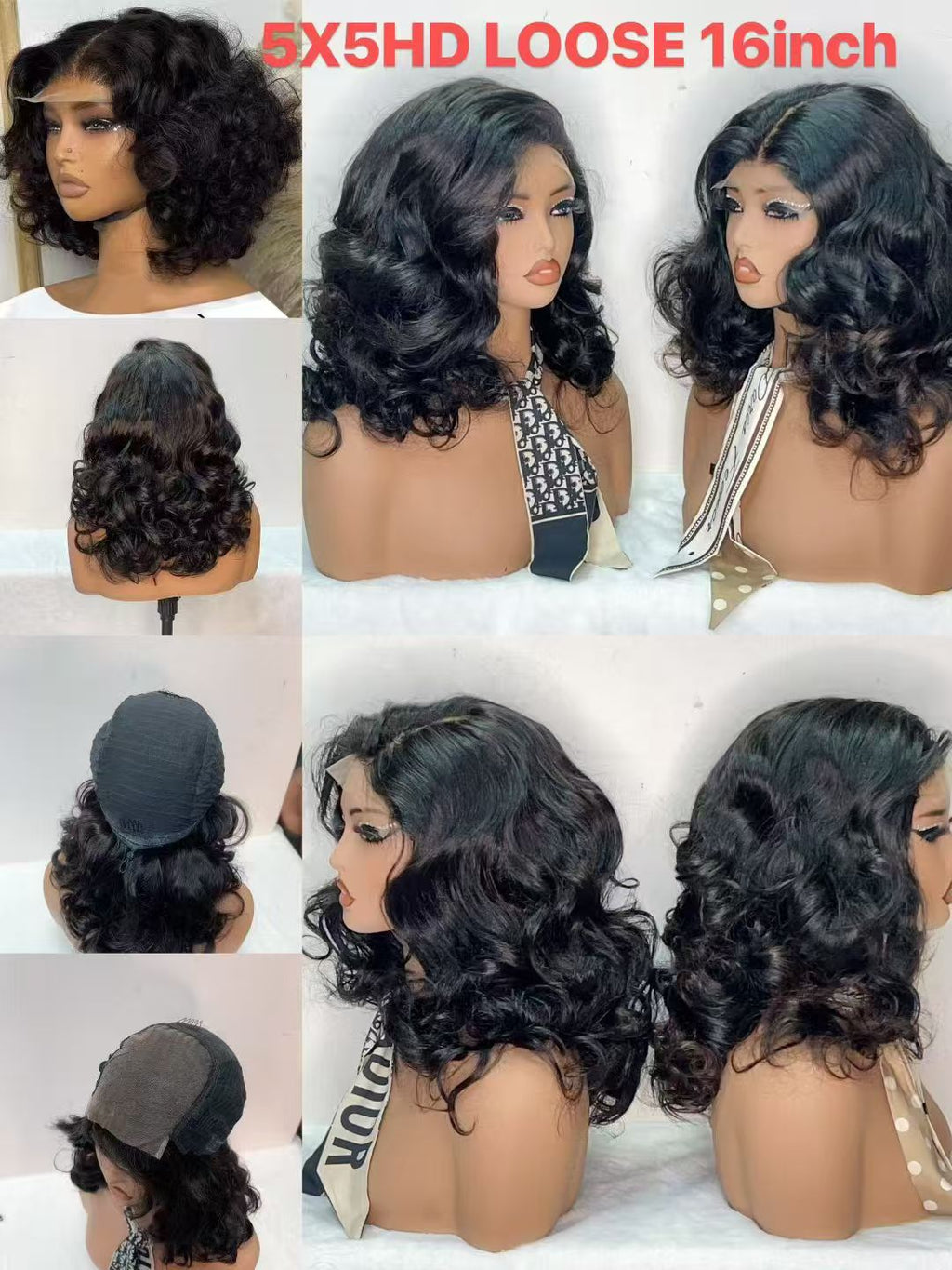 5x5 HD Lace Closure Loose Wave Curly Wig - 100% Virgin Remy Human Hair