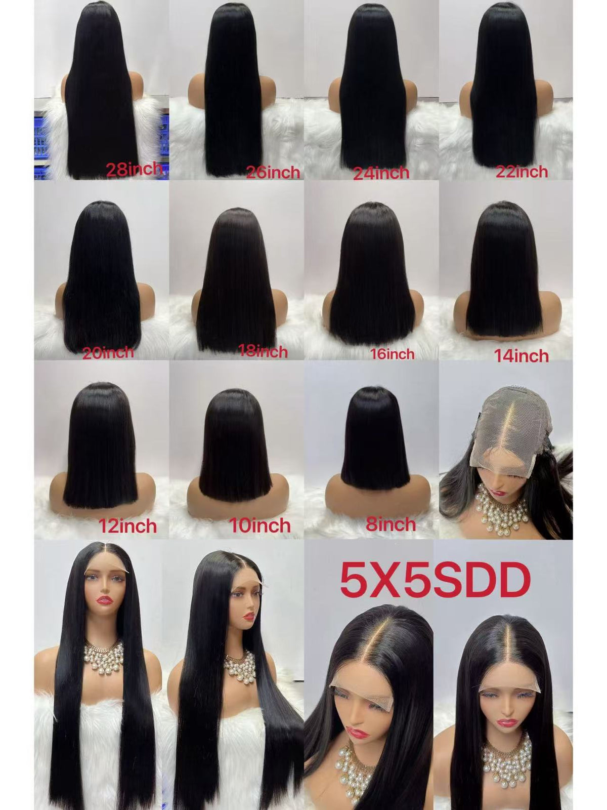 5x5 Lace Closure Super Double Drawn (SDD) Bone Straight Wig - 100% Virgin Human Hair