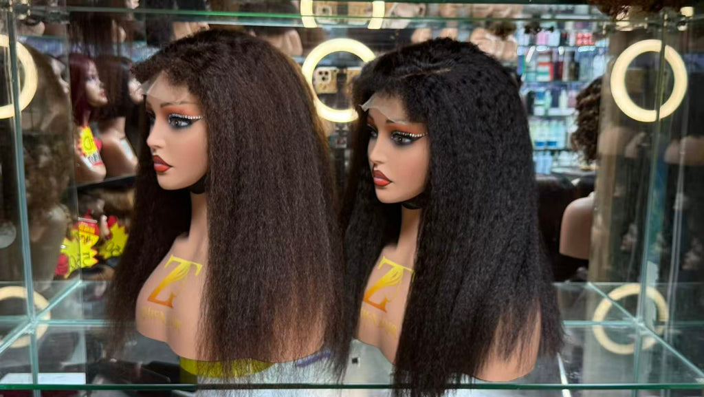 5x5 Lace Closure Kinky Straight Human Hair Wig - 100% Virgin Hair