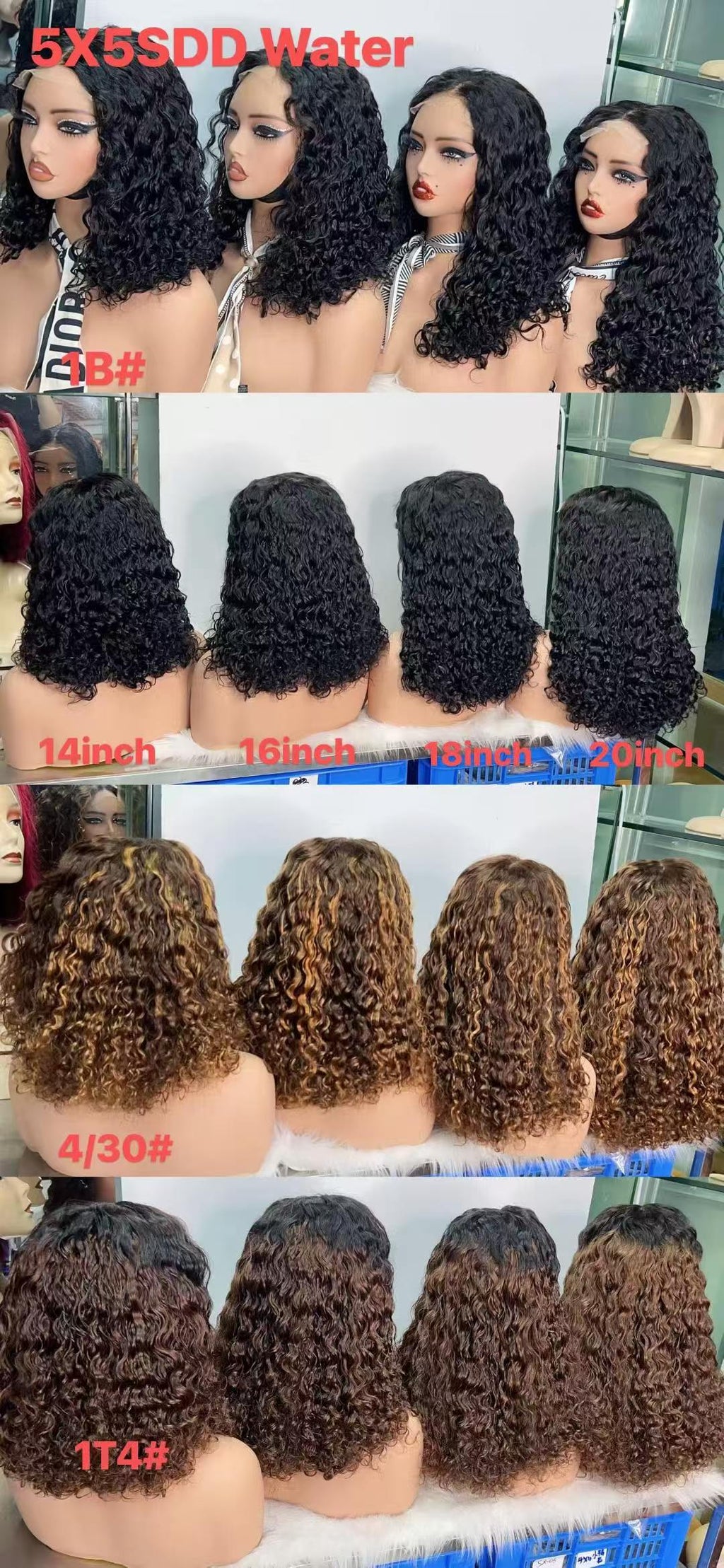 5x5 Lace Closure Water Wave Short Curly Bob Wig - 100% Virgin Human Hair