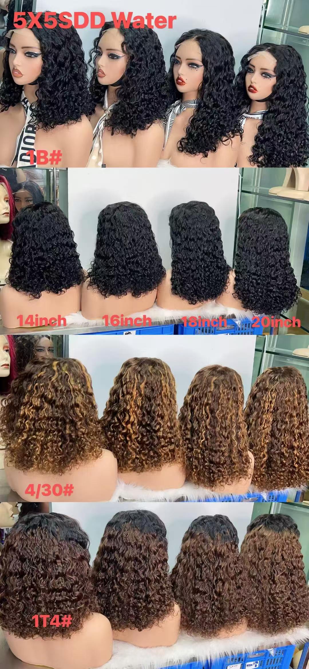 5x5 Lace Closure Water Wave Short Curly Bob Wig - 100% Virgin Human Hair