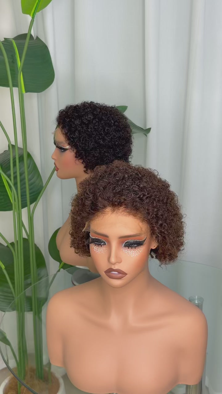 Pixie Cut Short Curly 100% Human Hair HD Lace Wig