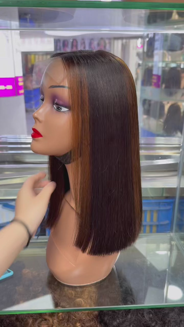 5x5 Glueless Lace Closure Short Bob Wig 100% Virgin Human Hair