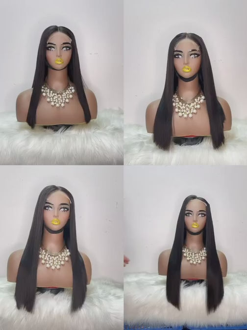 13x4 Lace Frontal Silky Straight Wig - Double Drawn Grade 1 100% Virgin Remy Human Hair