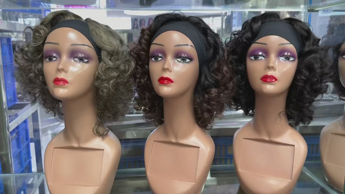 Silk Headband Curly Wig - 100% Virgin Human Hair