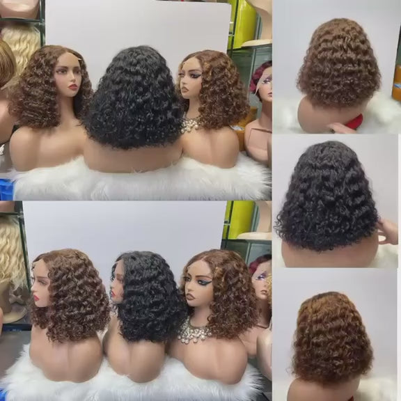 4x4 Lace Closure Short Curly Bob Wig - 255g Heavy Density 100% Virgin Human Hair