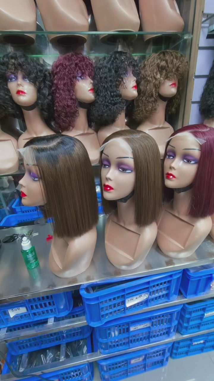 5x5 Glueless Lace Closure Short Bob Wig 100% Virgin Human Hair